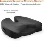 FOVERA Memory Foam Coccyx Seat Cushion for Tailbone Pain Sciatica, Back Pain Relief - Orthopedic Chair Cushions for Sitting for Office Chair
