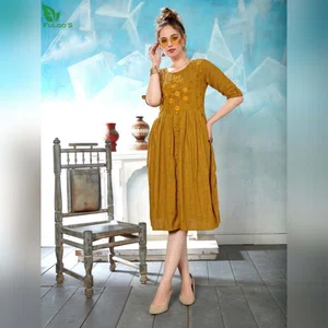 FuLoo's Floret Heavy Rayon Stylish Dress for Women #203