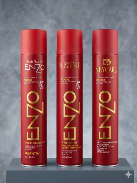 Enzo Professional Hair Spray 420ml - Premium Strong Hold Styling & Setting Spray with Keratin for Men, Women & Professional Salon Use