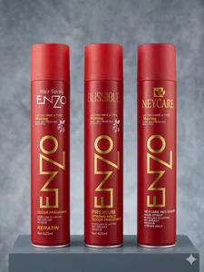 Enzo Professional Hair Spray 420ml - Premium Strong Hold Styling & Setting Spray with Keratin for Men, Women & Professional Salon Use