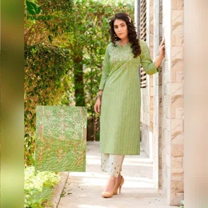 FuLoo's Skylark Pure Cotton Designer Embroidered Kurti for Women#03