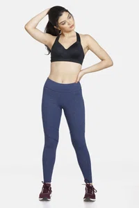 Zelocity Mid Rise Nouveau Stretch Legging For Women - Blue Pt Melange