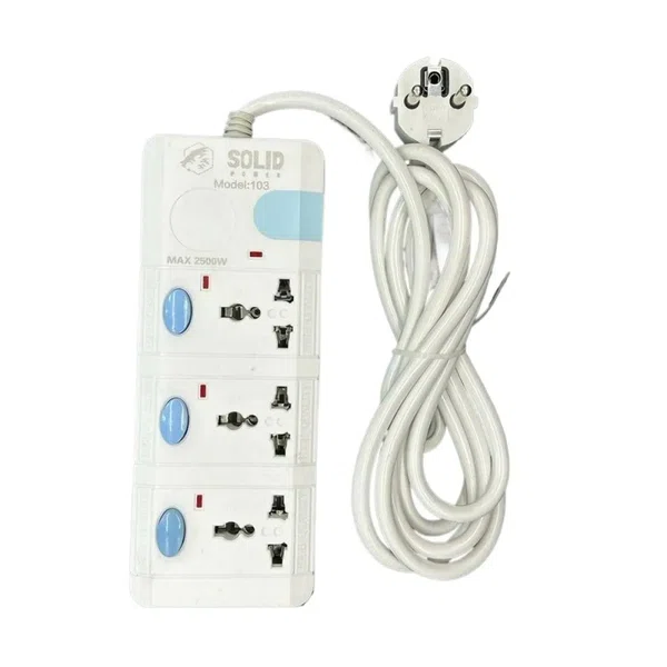 Solid Power Good Quality 3 Socket Extension (Power Capacity Of 2500W max) 5 Meter