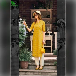 FuLoo's Theory Pure Cotton Pattern Designer Embroidered Kurti for Women (Only Kurti) #01
