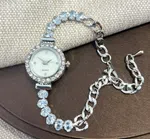 Latest Diamond-Encrusted Chain Clasp Quartz Watch for Women - Full Diamond, Adjustable Round High Fashion Bracelet Watch