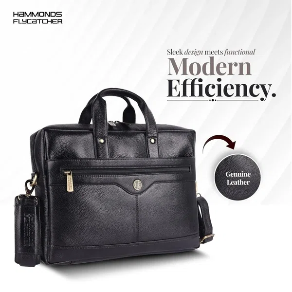 Hammonds Flycatcher Genuine Leather Laptop Black Bag For Men