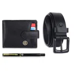Hammonds Flycatcher Leather Wallet Belt and pen Combo Gift Set For Men