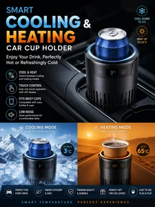 Smart Cooling & Heating Car Cup Holder | 2-in-1 Temperature Control | Portable Auto Cup Warmer & Cooler for Car | USB Powered