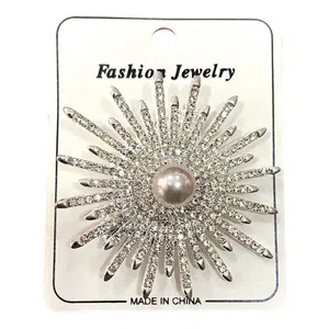 American Dimond Crystal Sun Design Brooch Pin For Saree And Coat -1 PCs