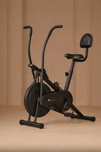 BODy GYM Dual Action Air Bike/Exercise Bike for Home |Gym Cycle for Workout With Adjustable Cushioned Seat | Non-Slip Pedals | Moving Handles Black Gym Bike, Max user weight 120 KG