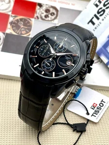 Watch For Men Black Leather Strap Stainless Steel Case Date Function Black Dial White Dial