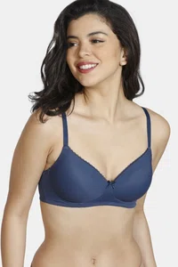 Zivame Beautiful Basics Padded Non Wired 3/4th Coverage T-Shirt Bra-Sargasso Sea
