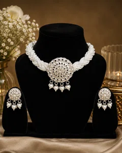 Pearl Weave Statement Choker Set