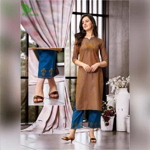 FuLoo's Prestige Pure Cotton Pattern Designer Embroidered Kurti for Women #02