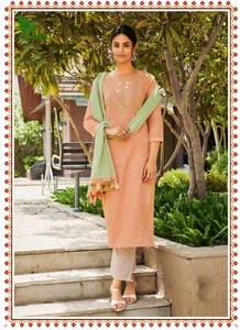 FuLooS Simi Cotton Embroidered Kurtis with Pants and Chunni #05