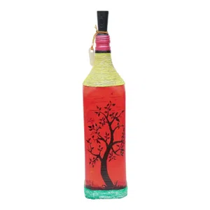 Tree Printed Handmade Craft Bottle With Light Lamp