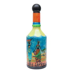 Hand Print Handmade Craft Bottle For Decoration