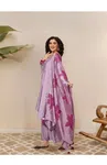 Elegance of Lavender Silk Blend A-Line Solid Suit Set.