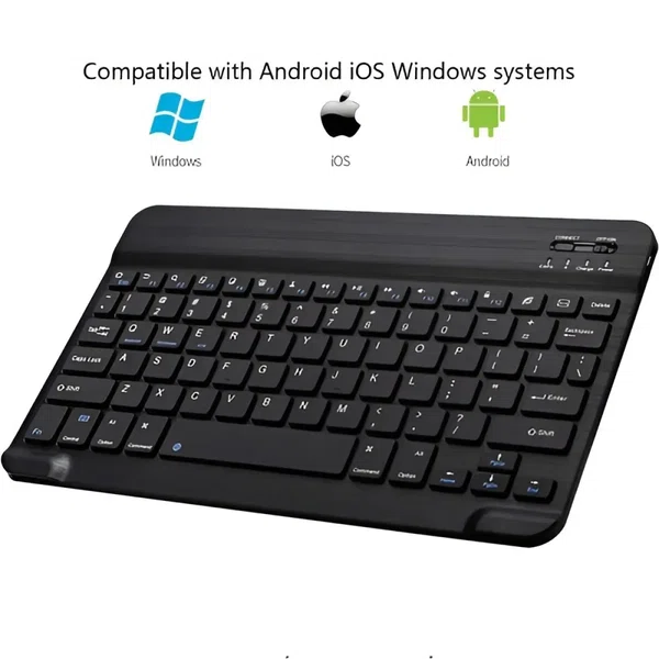 Ultra-Slim Bluetooth Keyboard Portable Mini Wireless Keyboard Rechargeable for Apple iPad iPhone Samsung Tablet Phone Smartphone iOS Android Windows