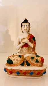 5.5” Abhaya Mudra Buddha Statue–Intricate Dragon Carvings –Protection & Serenity