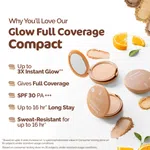 Mamaearth Glow Full Coverage Compact For All, Spf 30 For Up To 3X Instant Glow - 9 Gm|Radiant, Natural|Even Toned Complexion| Mattifying|Up To 16-Hour Oil Control & Sweat-Resistant (Pearl Glow), Cream