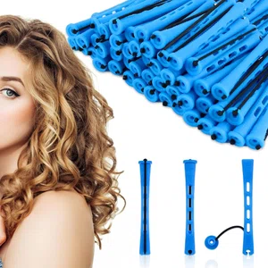 Plastic Hair Perm Rods Set – Heatless Hair Curlers & Rollers with Rubber Band for Women 10Pcs