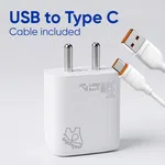 Elephu ep-35D Charger with cable| 35 watt super fast charger| Dual Port PD Type C and USB| With Fast USB To Type C Cable| Led Indicator