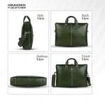 HAMMONDS FLYCATCHER Genuine Leather Office Bag for Men, 15.6 Inch Laptop Bag, Professional Leather Bag, Adjustable Straps, Multiple Compartments  - Croc Olive Green