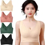 Adjustable Side Buckle Seamless Sports Bra For Women / Front Cross Wireless Push Up Lifting Bralette