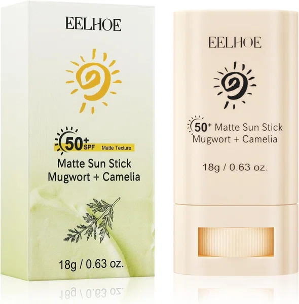 Matte Sun Protection Stick SPF 50+ PA++++ (18g) - Non-Greasy Mugwort & Camellia Sunscreen Stick for Face & Body