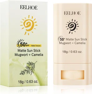 Matte Sun Protection Stick SPF 50+ PA++++ (18g) - Non-Greasy Mugwort & Camellia Sunscreen Stick for Face & Body