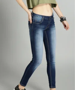 Blue Skinny Fit Mid-Rise Jeans For Women