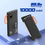 Elephu Powerbank G2X| 10000 mAH| 22.5 W Rapid charge| Built-In cables| Led light| Digital battery indicator|