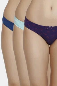 Zivame (Pack of 3) Bikini Low Rise Anti-Microbial Panty For Women - Purple Blue Navy