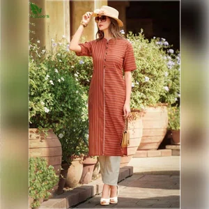 Dove Patterned Cotton fancy designer kurti Only #Peach