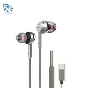 Elephu BassX 2020 earphones| Type C| Boosted Bass| Volume Slider with Button| MIC| Hi-Res Audio| Universal Compatible| silicon tip
