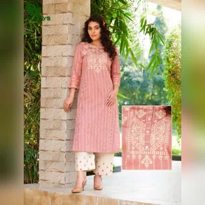 FuLoo's Skylark Pure Cotton Designer Embroidered Kurti for Women#02