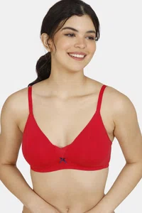 Zivame Modern Grounds Padded Non Wired 3/4th Coverage T-Shirt Bra - Red