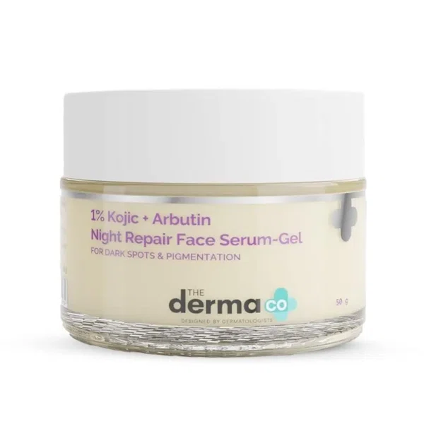 The Derma Co 1% Kojic + Arbutin Night Repair Face Serum-Gel for Dark Spots & Pigmentation - 50g