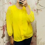 Round Neck Summer Stylish Long Sleeves Shoulder Wrapped Chiffon Tops For Ladies