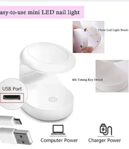 Mini UV LED Nail Lamp Portable USB Powered Single Finger Gel Polish Curing Machine 16W Nail Art Dryer Lamp