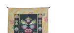 Tibetan Mahakala Embroidered Banner, Silk Brocade & Cotton Wall Hanging
