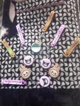 Kawaii Kuromi Purple Keychain Set - Cute Silicone Cartoon Keyring with Mini Pocket Mirror & Wrist Strap Bag Charm Gift for Girls