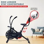 BODy GYM Dual Action Air Bike/Exercise Bike for Home |Gym Cycle for Workout With Adjustable Cushioned Seat | Non-Slip Pedals | Moving Handles Black Gym Bike, Max user weight 120 KG