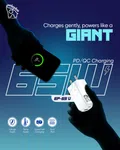 Elephu ep-65U| Super-Fast Charger| Dual Port (Type C and USB) | Type C To C Fast Cable Included|