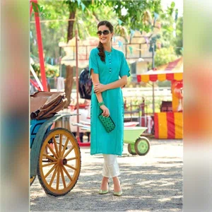 FuLoo's Olive Pure Cotton Pattern Designer Embroidered Kurti for Women #01