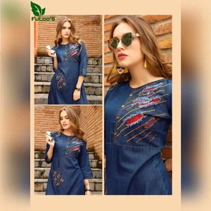 FuLoo's Slider Denim Western Kurti # 1232