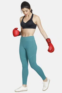 Zelocity Mid Rise Nouveau Stretch Legging For Women - Blue Melange