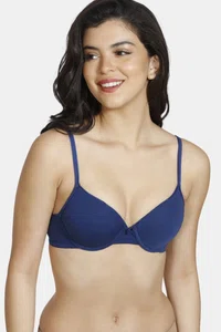 Zivame Summer Love Push Up Wired Medium Coverage T-Shirt Bra-Blue Depth