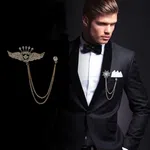 Rhinestone Star Tassel Chain Brooch for Men image 1